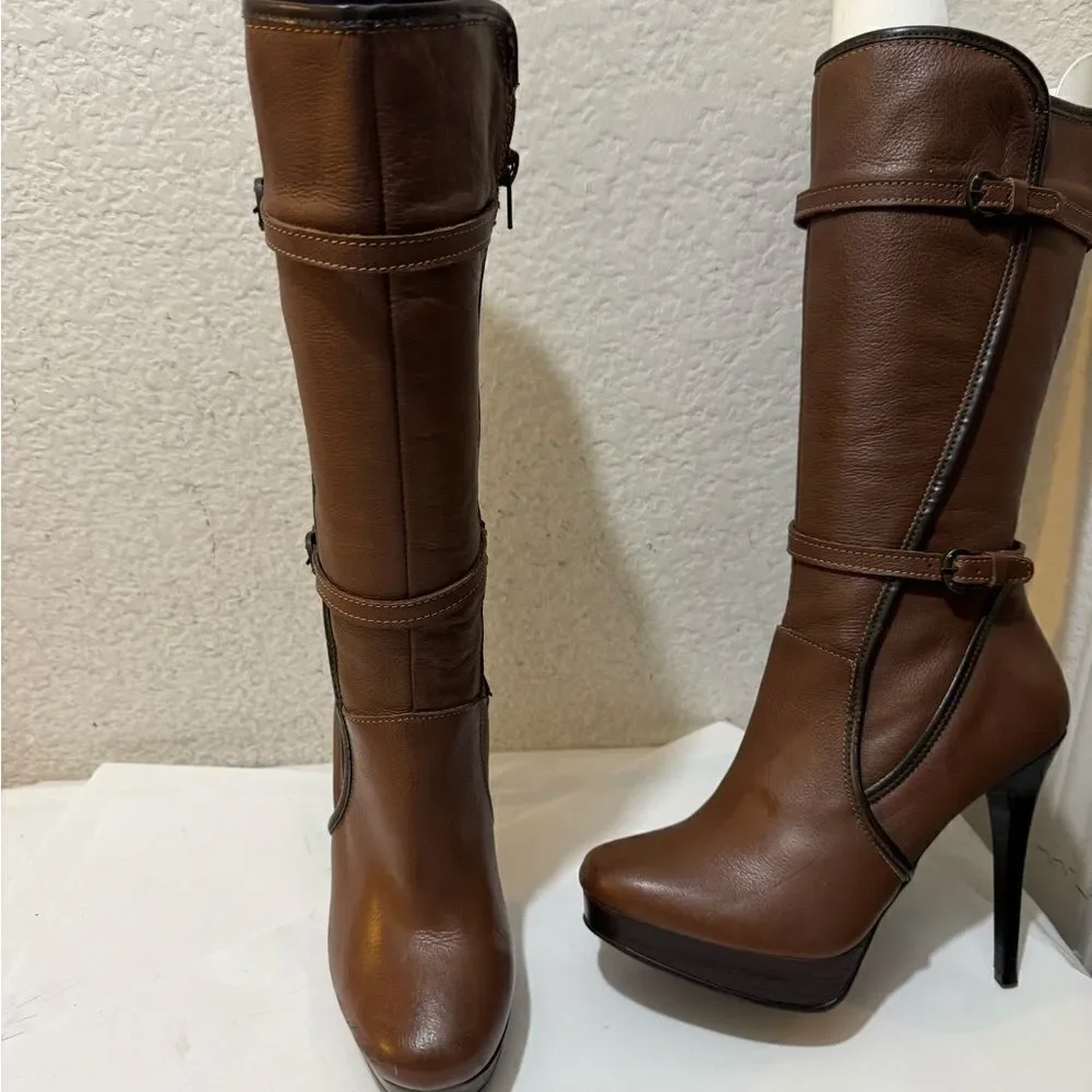 Seducta platform leather heeled  boots size 24 ,5/ 8,5 US